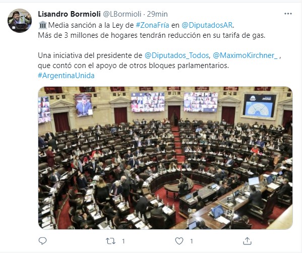 Diputados dio media sanción a la Ley de Zona Fría
